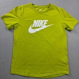 Nike The Nike Tee Lime Green Futura Logo Graphic T-Shirt XS Short Sleeve Kids